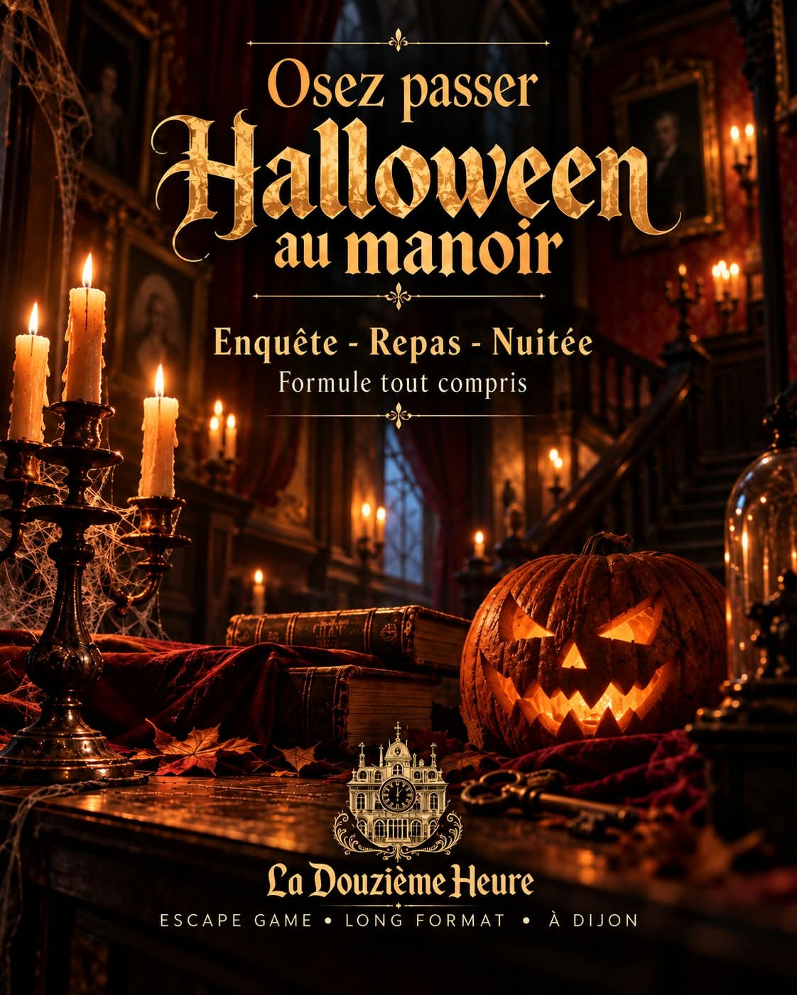 Bougies, livres anciens et citrouille illuminée : l’atmosphère de l’enquête
